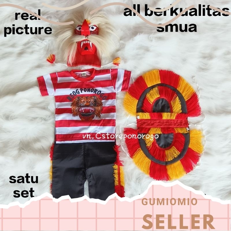 BAJU REOG ANAK SATU SET / baju ganong / baju reog / baju setelan / kostum ganong / ganongan / topeng