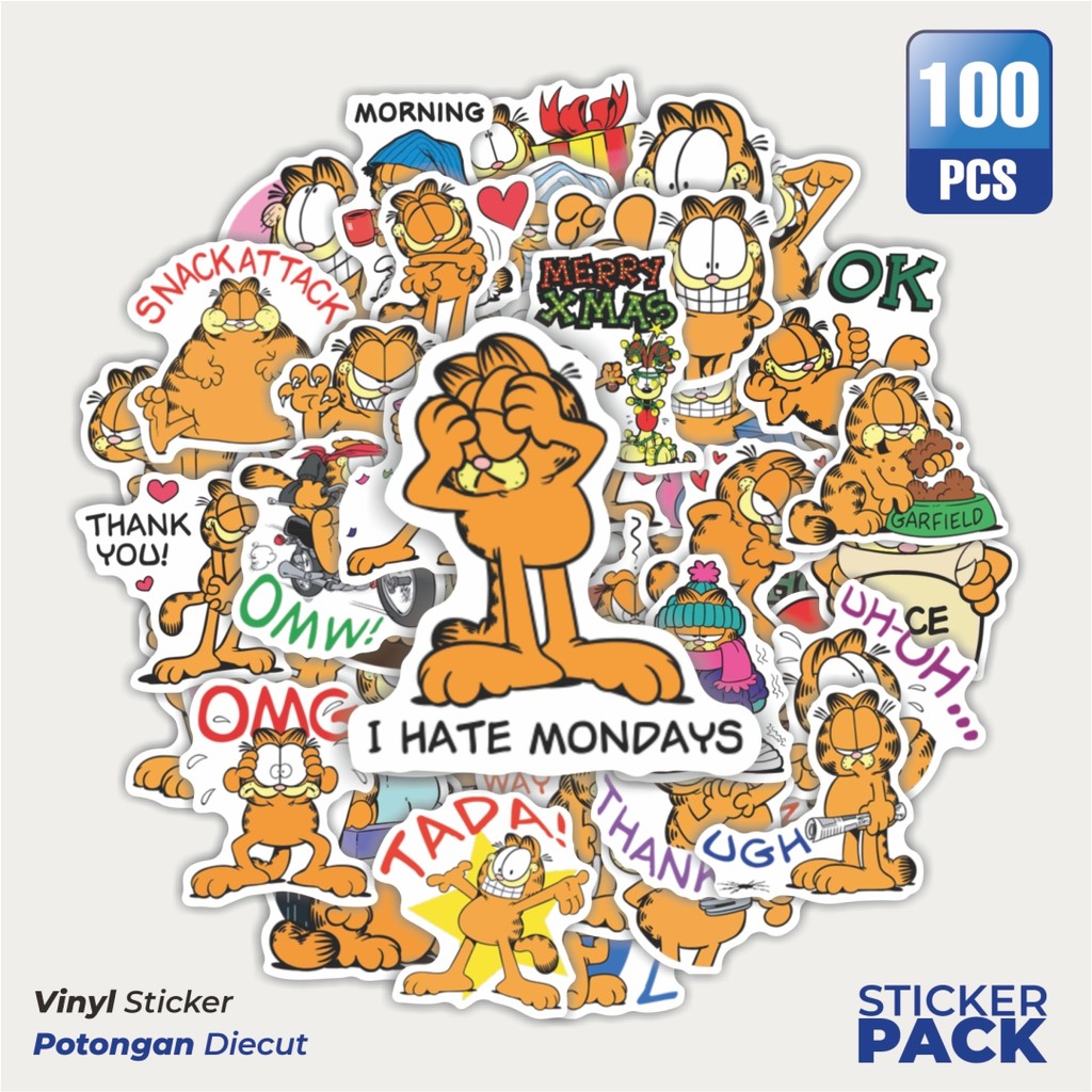 

Super Hemat! 100 PCS Stiker Kartun Garfield Kucing Waterproof Aesthetic- Untuk Laptop, Motor, dan Helm - Paper Stationery Pack