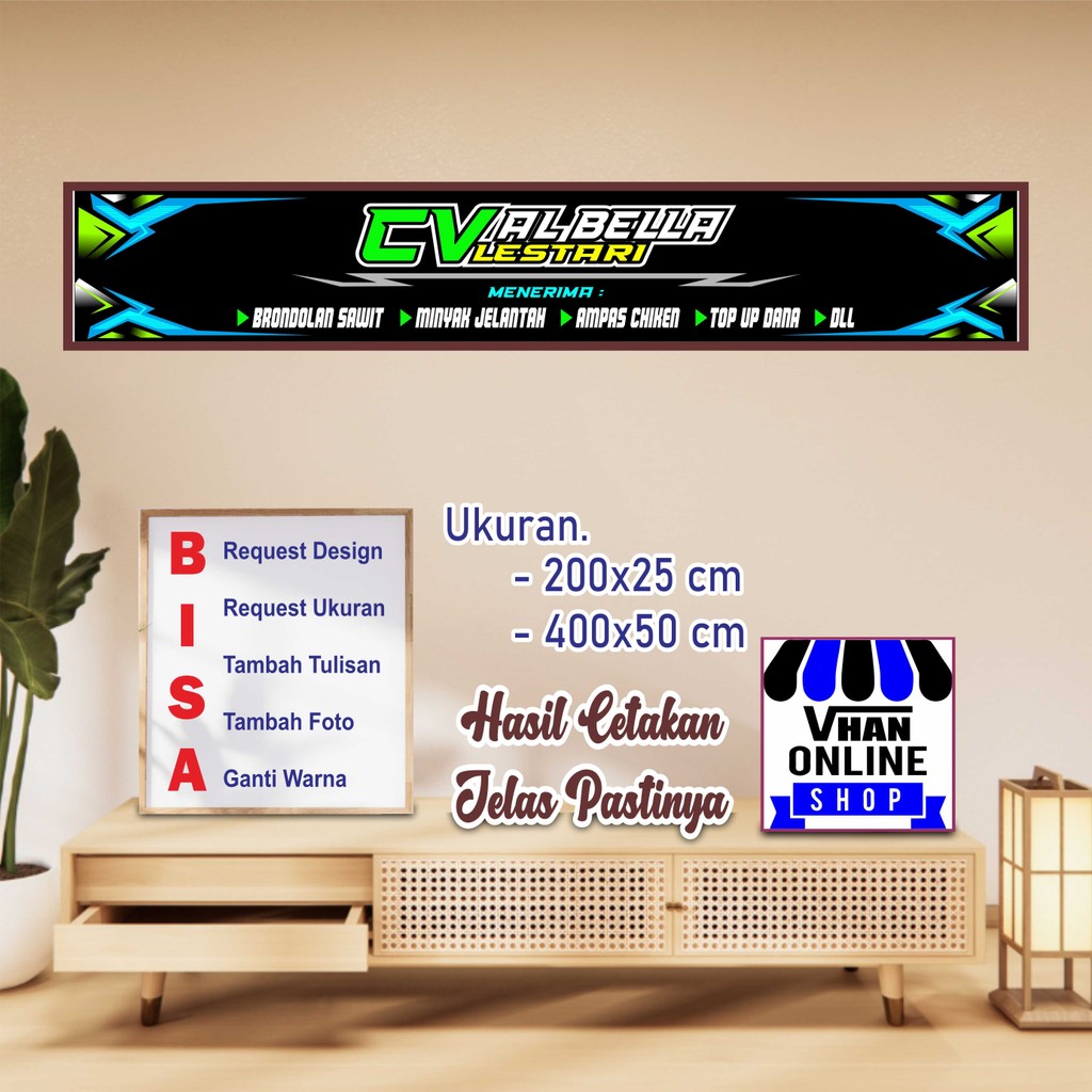Cetak Backdrop Spanduk Banner Bengkel Konter Racing Keren