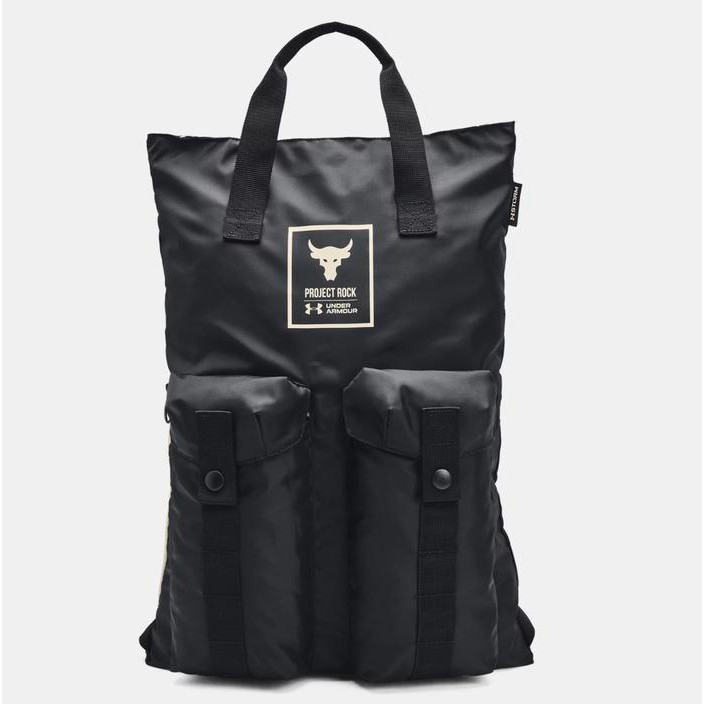 (100% ORIGINAL) Under Armour Project Rock Gym Sack Backpack Black Bag Tas Ransel Lightweight Gymsack
