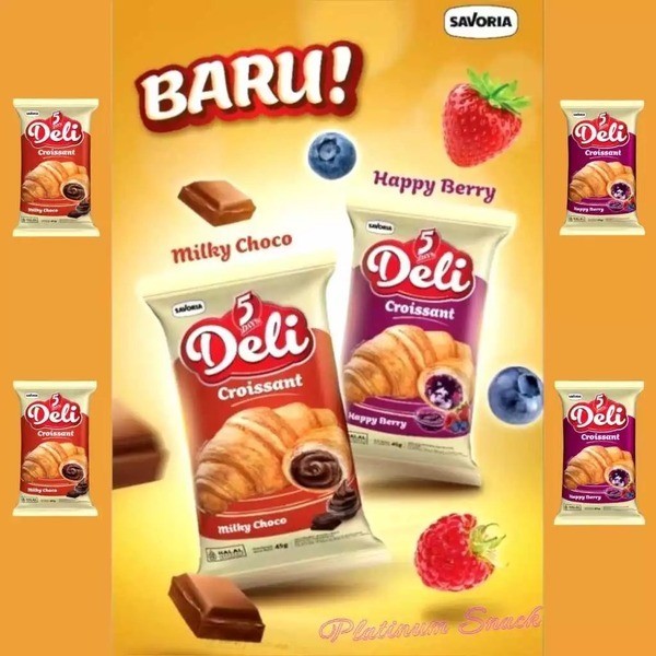 

UG 5 DAYS DELI CROISSANT ECER ROTI KROISAN 45GR RASA MILKY CHOCO HAPPY BERRY