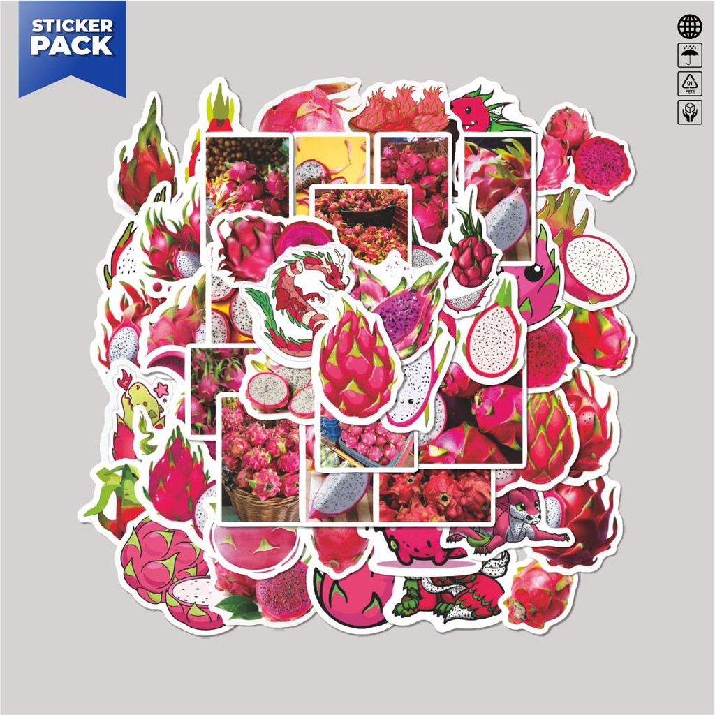 

[100PCS]Stiker Pack Stiker Buah Naga Aesthetic Vinyl Anti Air Dekorasi Sticker Laptop Buku Journal Koper Helm Casing HP Gitar Helm Skateboard