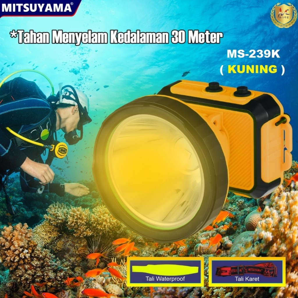 SLIDEBAR Senter Kepala Diving Super Terang Senter Selam Mitsuyama MS-239P MS239K