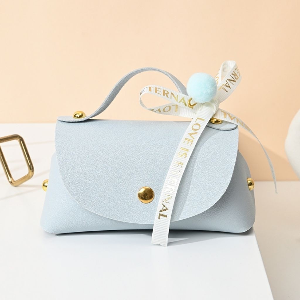 

LEATHER GOODIE BAG TAS SOUVENIR KULIT SINTETIS DIY HAMPERS PITA BULU BOLA MINI LUCU