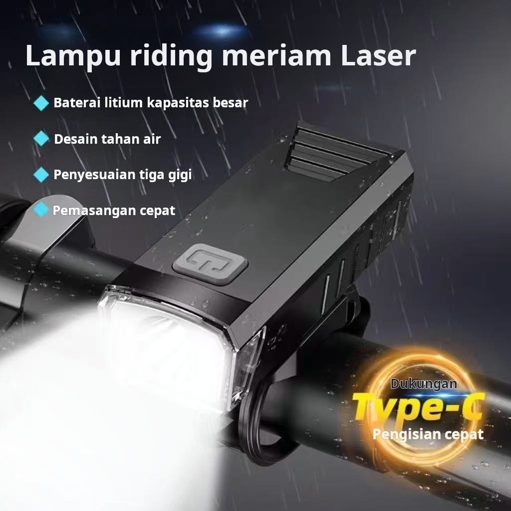 Lampu depan sepeda untuk bersepeda di malam hari, lampu depan sepeda gunung isi ulang, lampu sepeda 