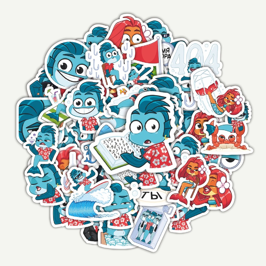 

Sticker Pack Funny Character Fishka The Fish | Sticker TUMBLR | Stiker LAPTOP KOPER HELM