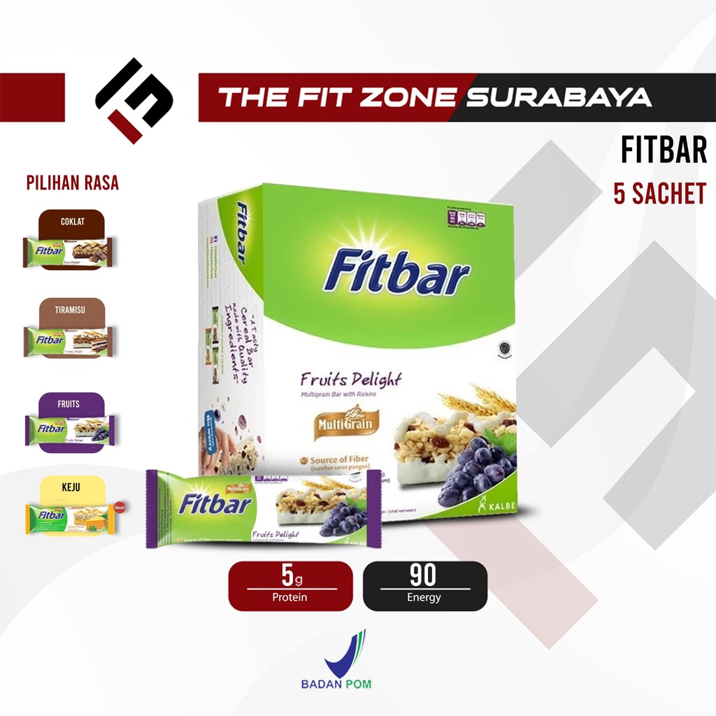 

FITBAR Multigrain Bar 1 Box Isi 5 Pcs Snack Sehat Bar Camilan Food Cemilan Makanan (@20 gram)