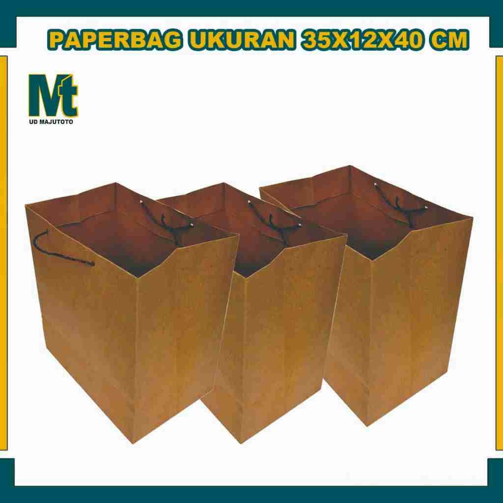 

(PAKET 12 Pcs) Paper bag 35x12x40 cm | Paperbag Coklat | Tas Kertas Jumbo / Tas Bunga / Tas Bucket