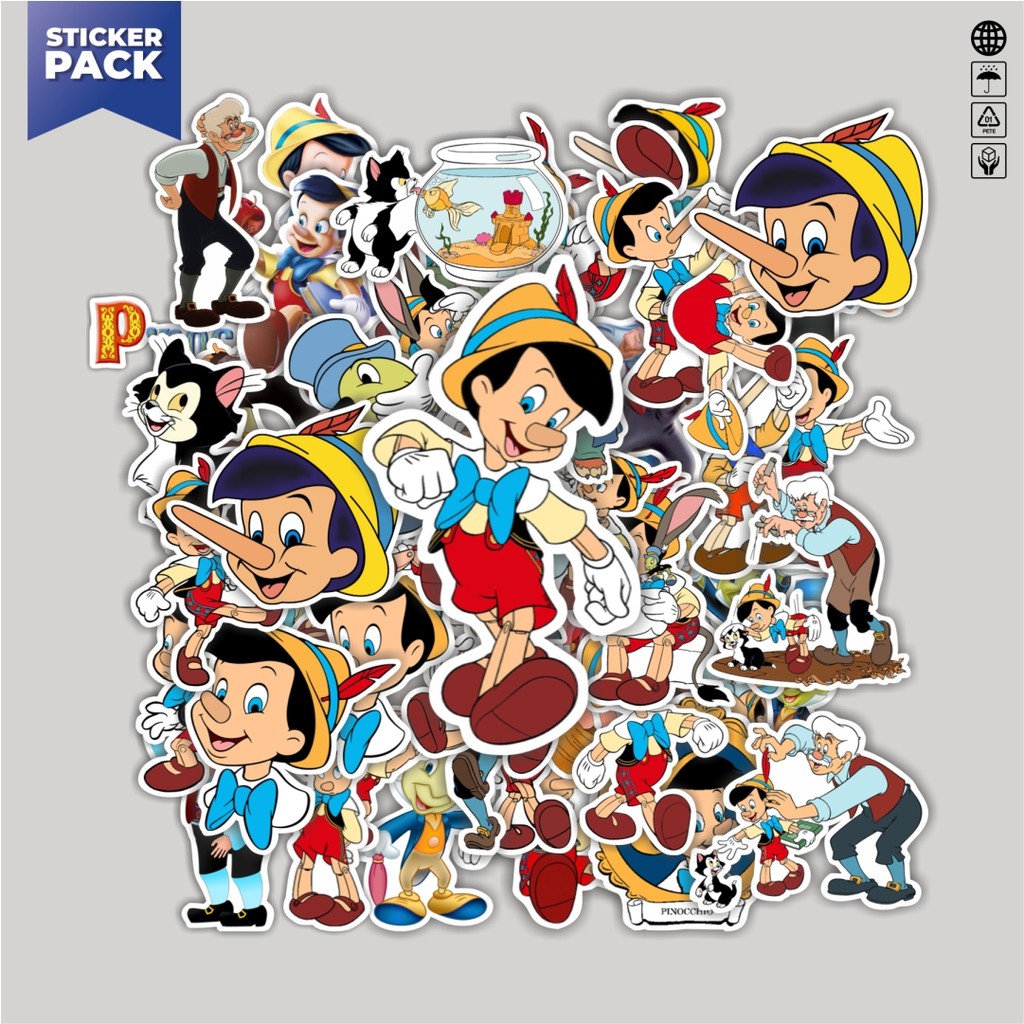 

[100PCS]Stiker Pack Stiker Kartun Pinocchio Aesthetic Vinyl Anti Air Dekorasi Sticker Laptop Buku Journal Koper Helm Casing HP Gitar Helm Skateboard