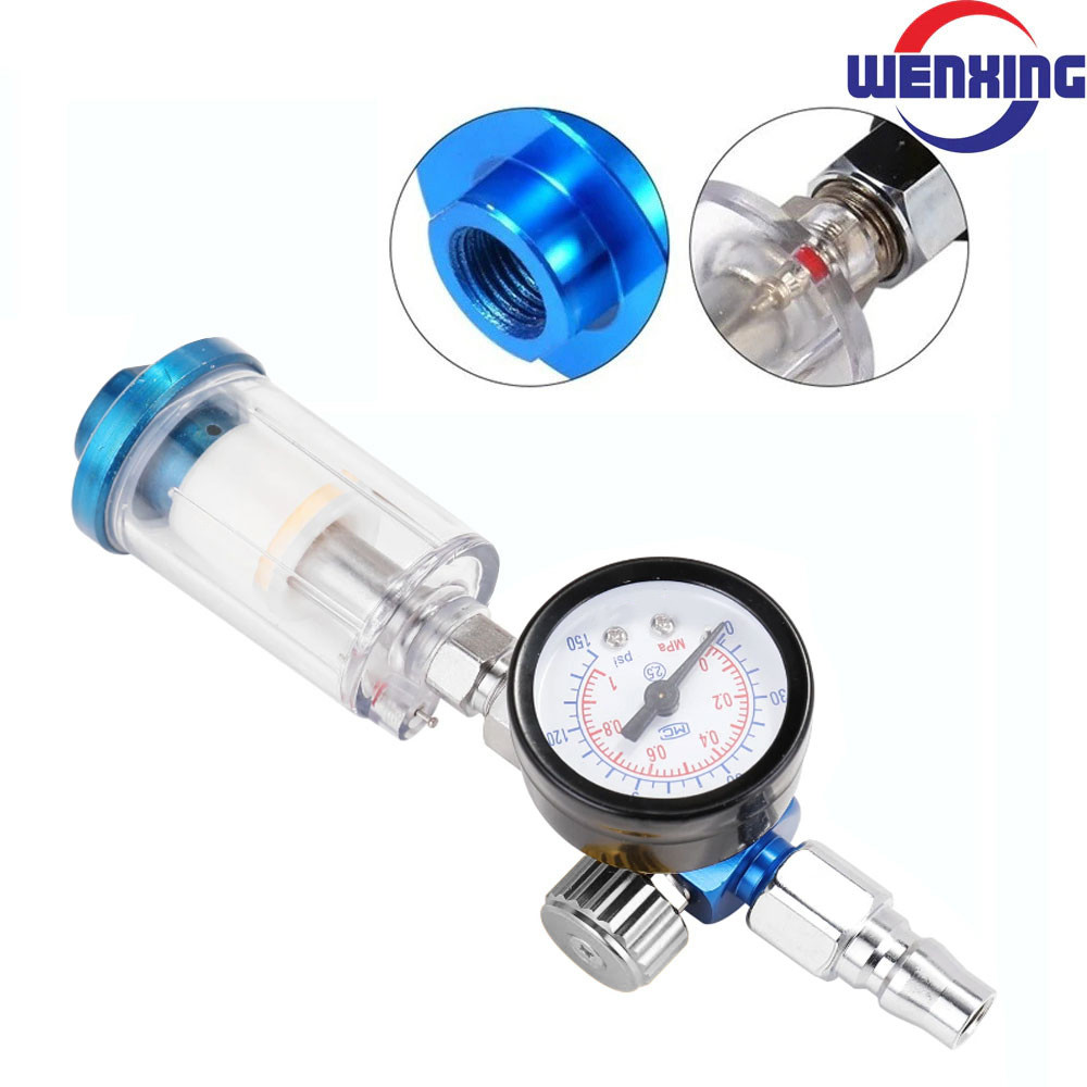 Spray Gun Air Regulator Gauge In-line Water Filter Adapter - Pressure Regulator Kompresor Mini - Ada