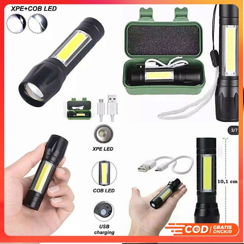 Senter Led Swat Mini senter police original bisa zoom senter cas charger - NA