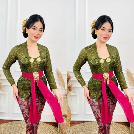 setelan kebaya wanita +rok+slendang sifon /setelan kebaya modern+rok+slendang/set kebaya +rok kebaya
