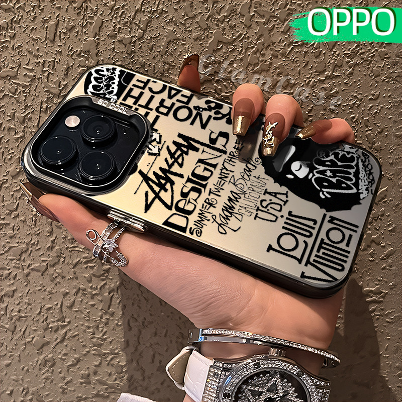 Keren Graffiti Glossy Hologram PC Case OPPO A18 A57 A16 A15 A17 A60 A3x A3s A5s A54 A53 A12 A31 A58 