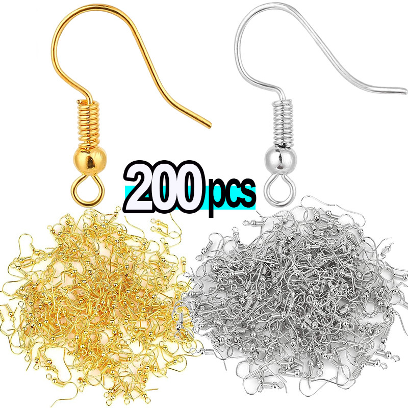 Stainless Steel Hypoallergenic Earring Hooks Sliver Gold Color Earring Clasp Fish Wire DIY Jewelry M