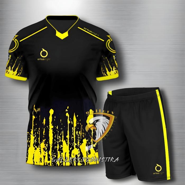 [Promo] Setelan Jersey Bola Dewasa Baju Bola Futsal Ortuseight Keren Terbaru - VM Hitam Kuning, M