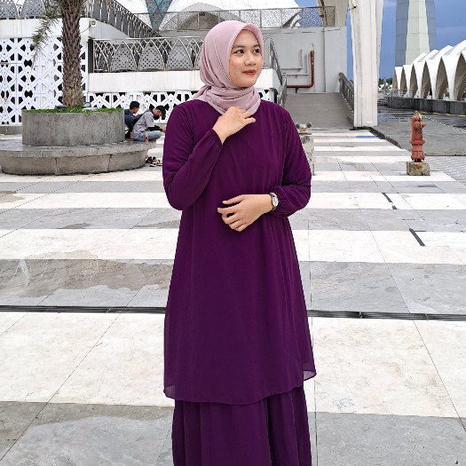 MACIAS_ Sequin Light - Dress Gamis Simple Mewah Jumbo Big Size Bahan ceruty polos Ld 110 120 130 140