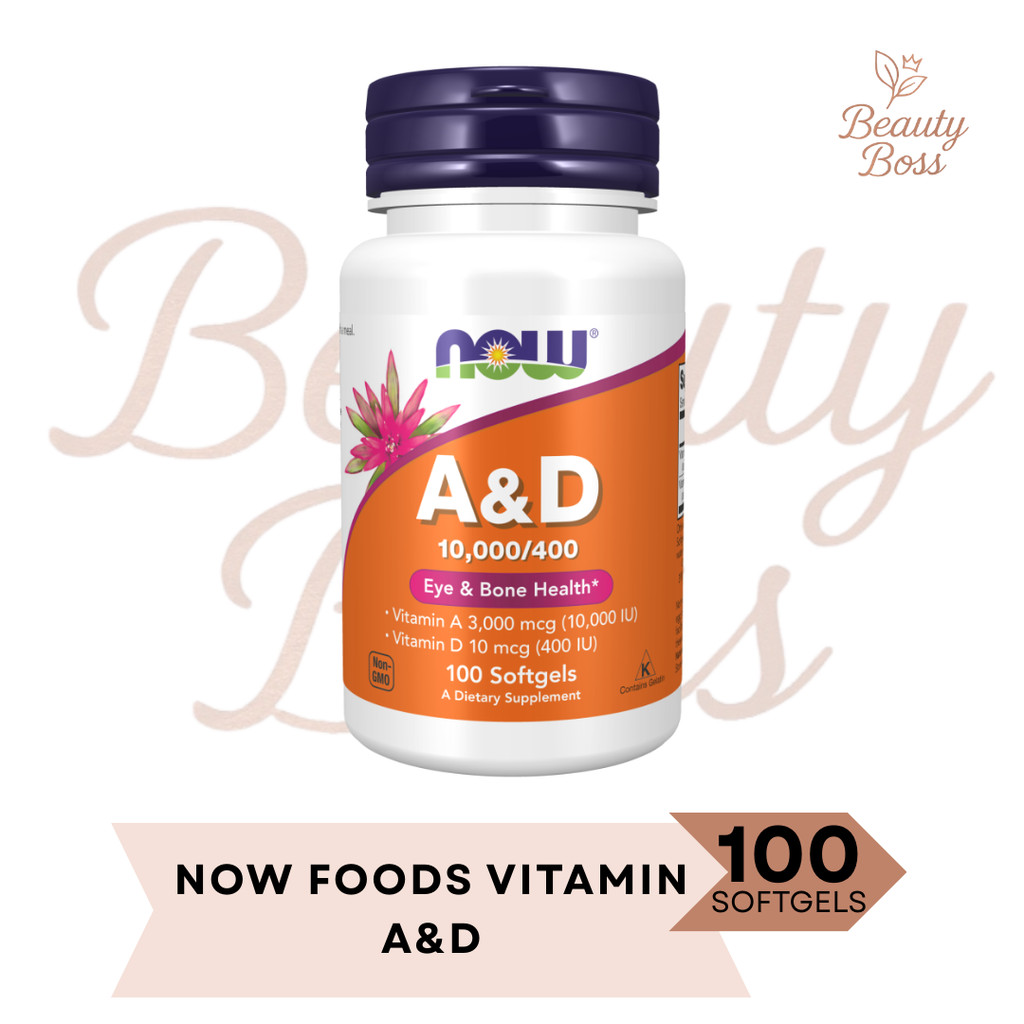 Now Foods A&D 10000 / 400 IU Vitamin A D Vit A & D AD 10000IU 400IU Eye Immune 100 Softgels