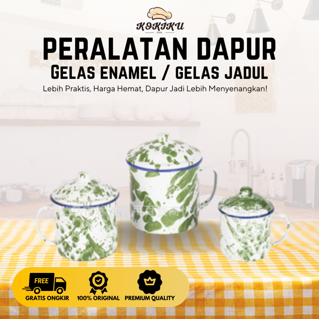 Savore Steel - Gelas Enamel/Mug Enamel/Gelas Jadul Motif Blirik/Gelas Teh Kopi Tebal SD520