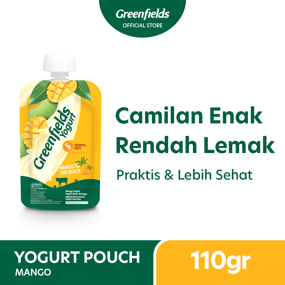 

Greenfields Yogurt Pouch Mango 110gr - Fresh Yogurt for Daily Healthy Snack