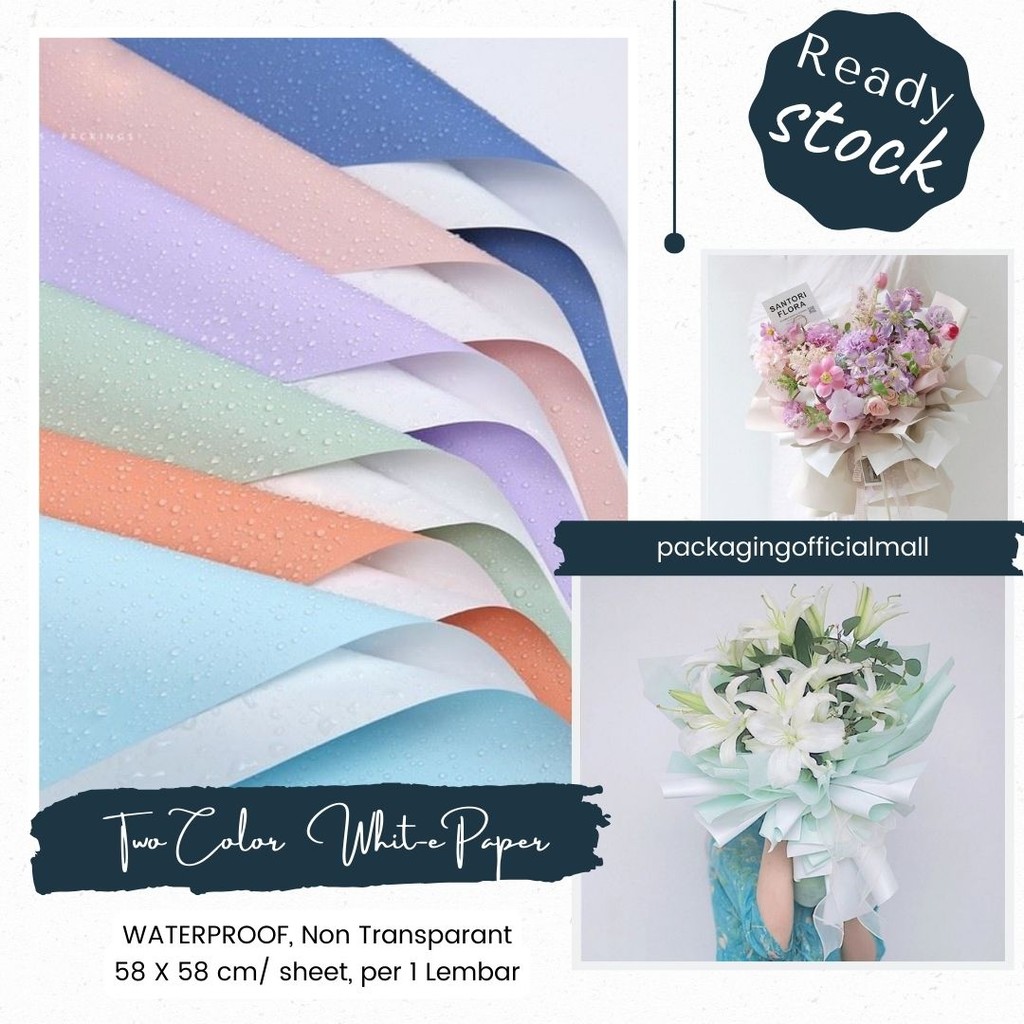 

TWO COLOR WHITE PAPER / Flower Wrapping / Cellophane / Wrap / Kertas Bunga / Kertas Kado / Flower Paper / Kertas Grosir