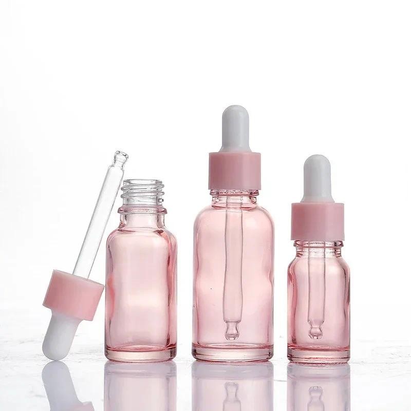 10/20pcs 30ml Cosmetics Dispensing Bottle 30ml Pink Empty Essential Oil Glass Dropper Essence Bottle