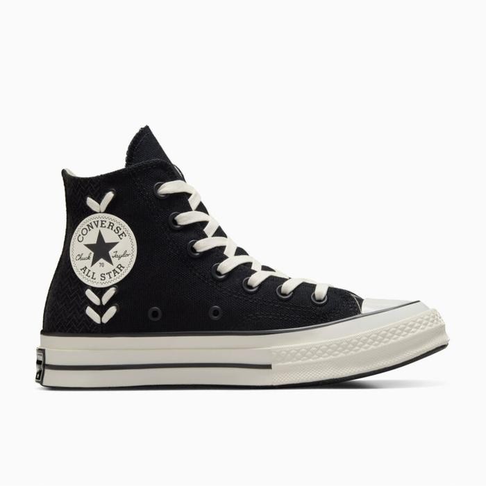 Sepatu Sneakers Wanita Converse Chuck 70 Crafted Laces Black Egret Dark Matter Original A10669C
