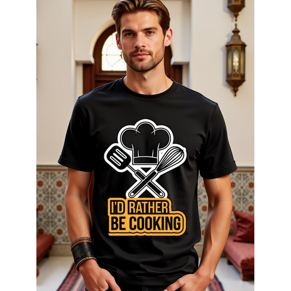Kaos "Saya Lebih Suka Berada di Dapur" dari Koki Bangga - 100% Katun, Kerah Bundar, Model Reguler, C