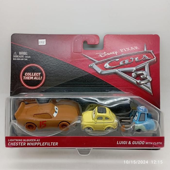 MAINAN... Disney Pixar Cars 3 Lightning McQueen as Chester Whipplefilter & Luigi Guido 2-Pack Mattel