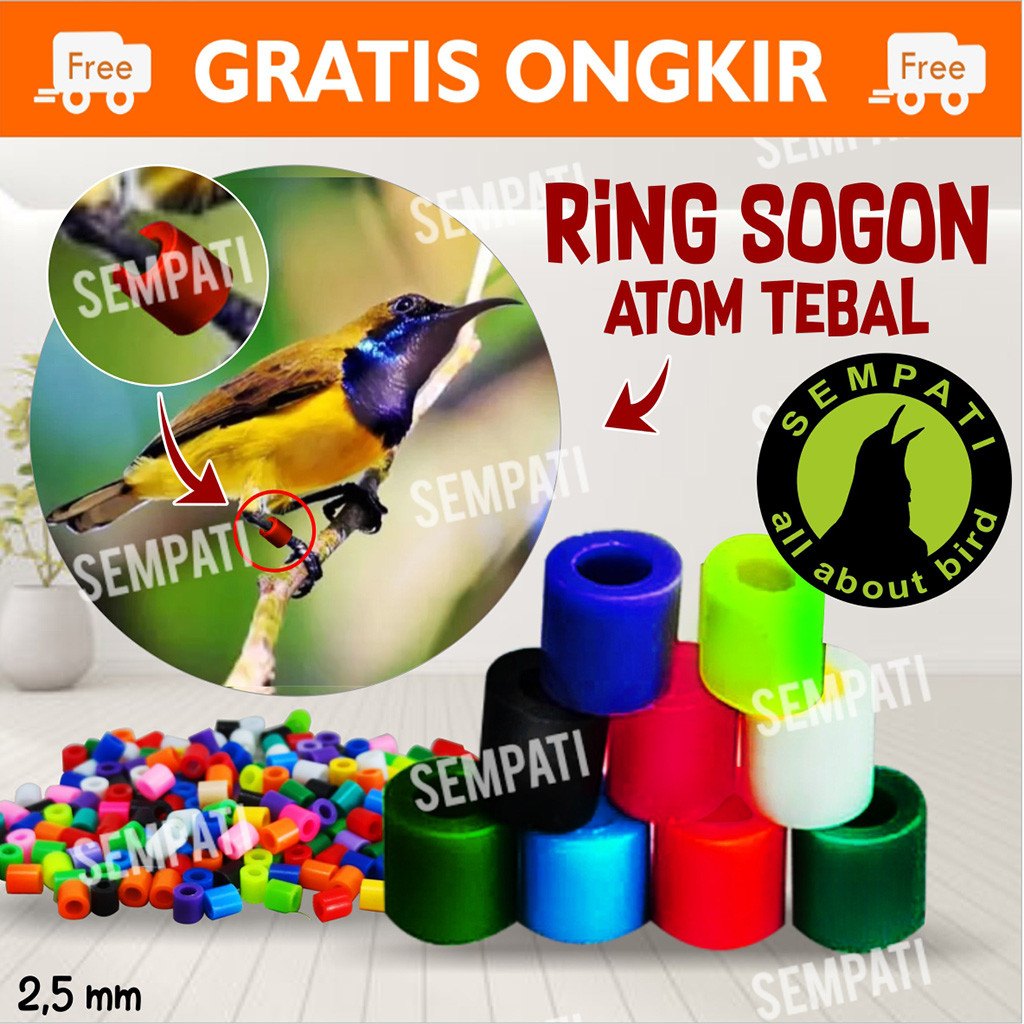 SEMPATI Ring Sogon Ring Atom Plastik Burung Pleci Sogon Blackthroat 2,5mm Ring Kaki Burung Konin Fin