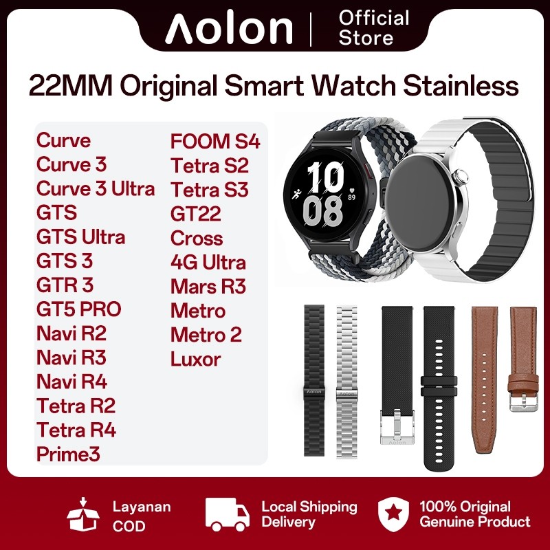 Aolon 22mm Original Smart Watch Stainless Steel Strap for GT5 Pro/Tetra s2/Curve/GTS/NaviR3