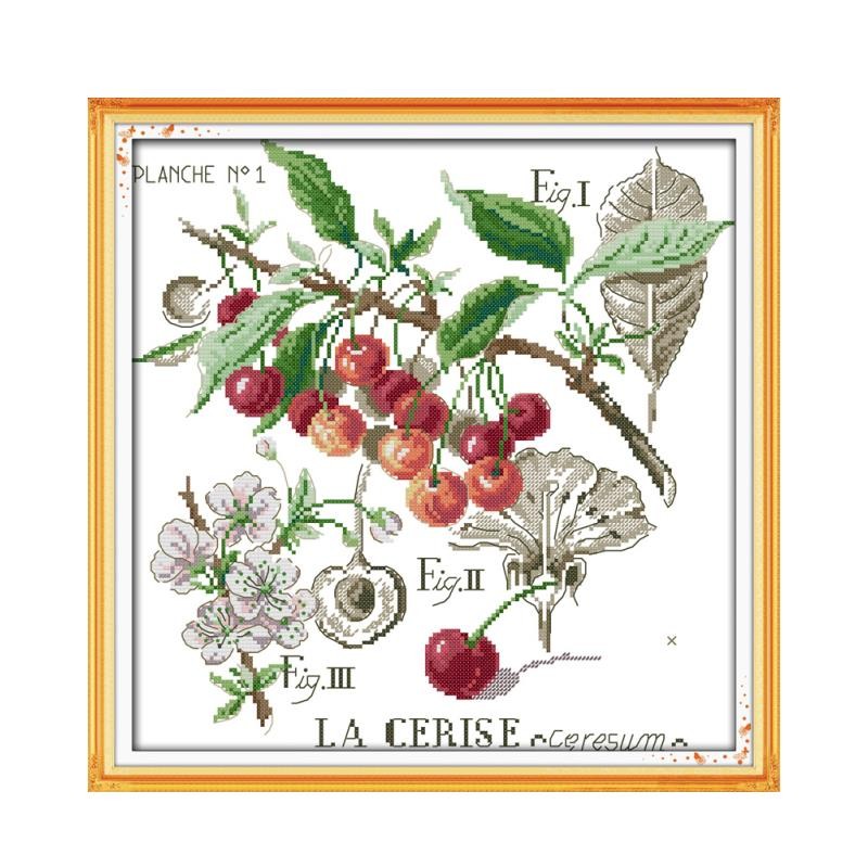 

Cherry (1) cross stitch kit fruit pattern printed on canvas 18ct count canvas stitching embroidery DIY handmade needlework