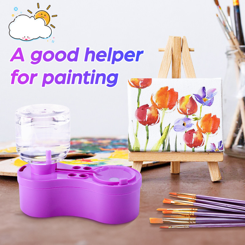 

Upgraded Paint Brush Cleaner Painting Supplies with Drain & Brush Holder Water Circulation Paint Brush Cleaner Tool for Kids
