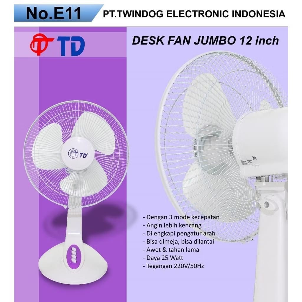 TD JUMBO 12 INCH - NEW DESK FAN DUO - KIPAS ANGIN MEJA - JUMBO 12 INCH - TWINDOG