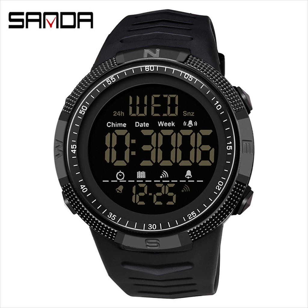 SANDA 6014 Jam Tangan Digital Pria Stopwatch Dual Time Water Resist