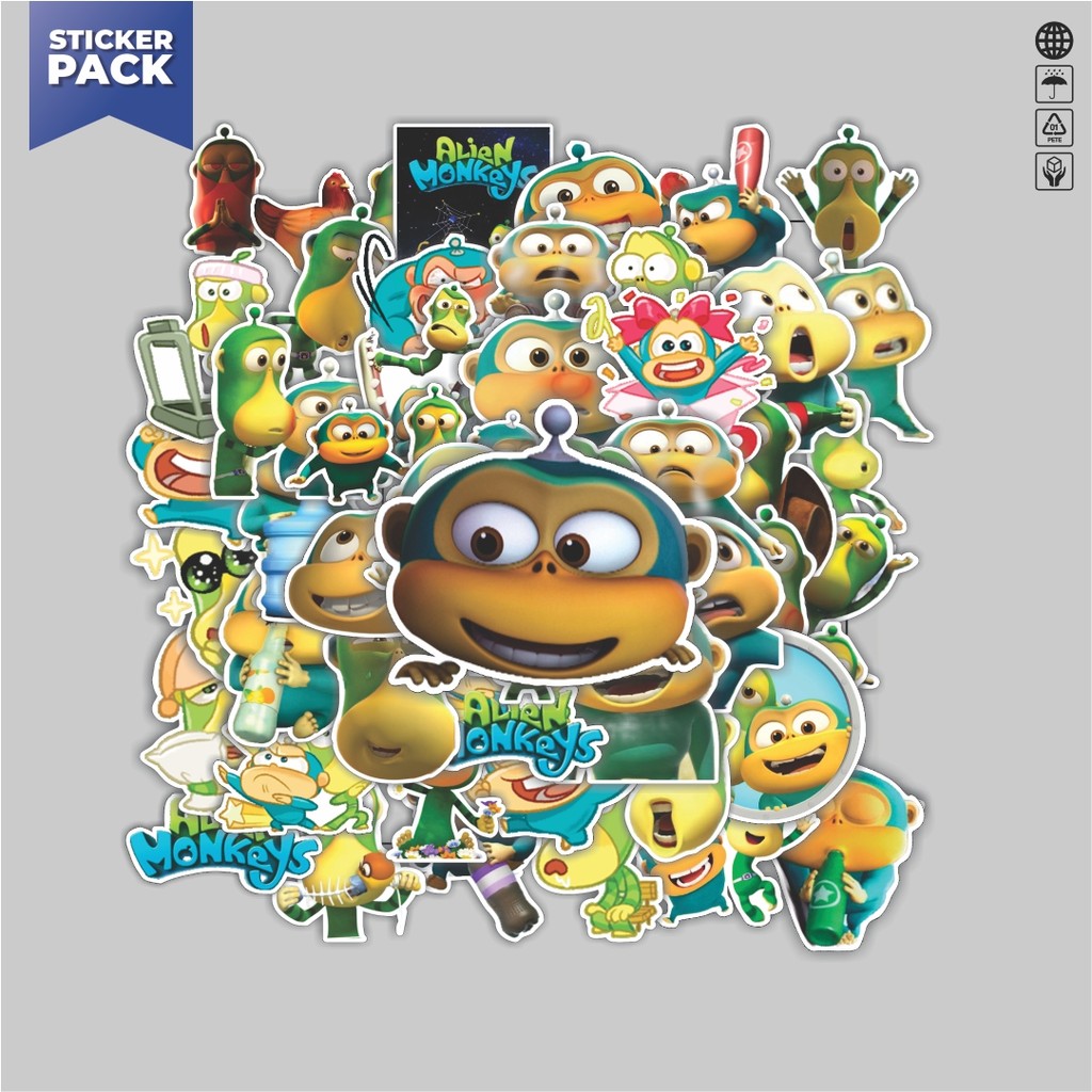 

[100PCS]Stiker Pack Stiker Alien Monkeys Cartoon Aesthetic Vinyl Anti Air Dekorasi Sticker Laptop Buku Journal Koper Helm Casing HP Gitar Helm Skateboard