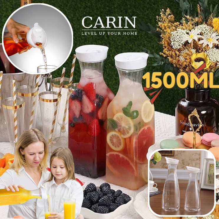 1500ML Botol Jus / Botol Plastik PET Kapasitas Besar / Gelas Plastik Transparan Dengan Tutup