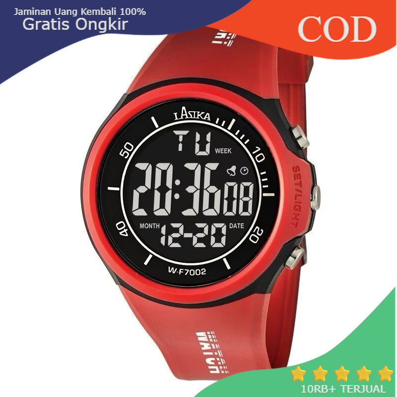 Jam Tangan Pria Lasika 5002 Digital Anti Air Ori Strap Rubber Karet - Merah