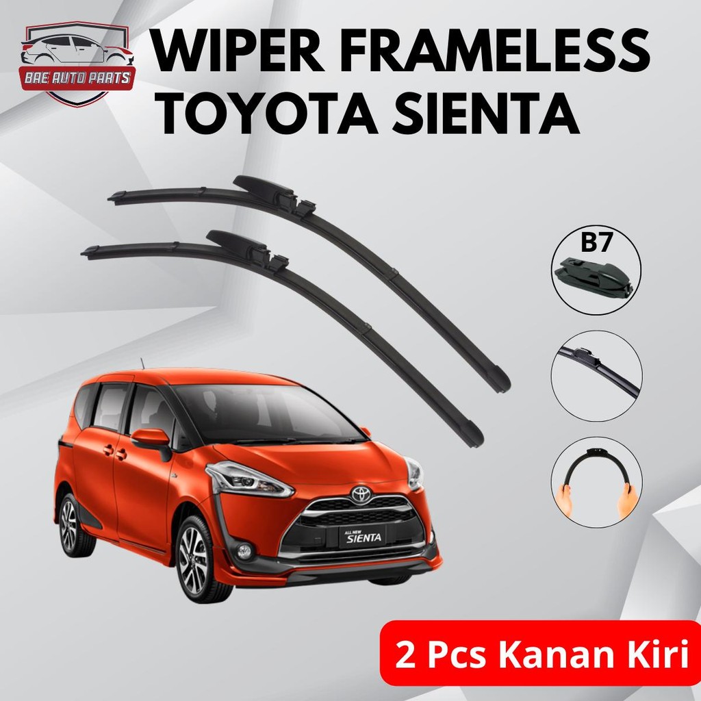 Wiper Depan Frameless Khusus Mobil Toyota Sienta Konektor B7 Sepasang Kanan dan Kiri Anti Gores