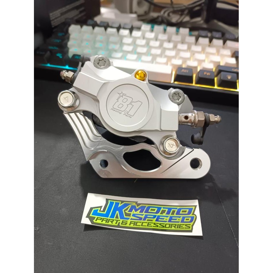 KALIPER + BREKET 81 racing part 8.1 MIO SPORTY CAKRAM DEPAN DISK 220mm - Silver, Mio sporty