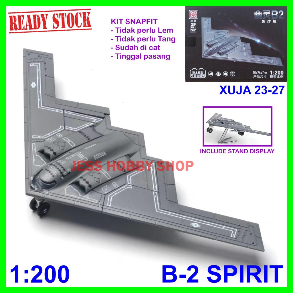 Model Kit XUJA 1/200 Pesawat B-2 Spirit Stealth Bomber Aircraft B2 Snapfit Military Block