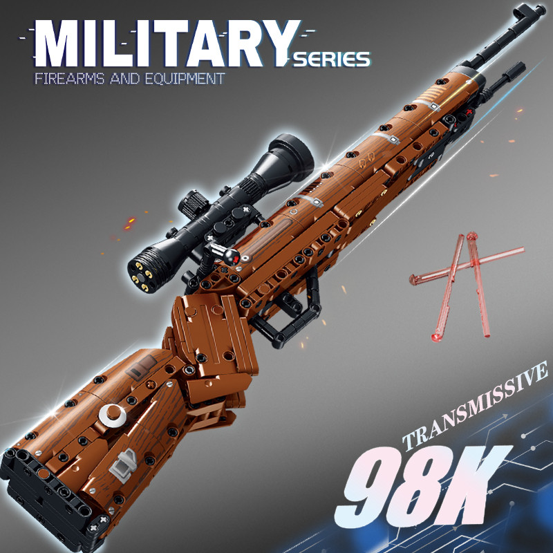 Kar98K Buig Block Model Can Shoot Heavy Sniper Rifle Assemble Bricks WW2 Weapons Series ildren's Edu