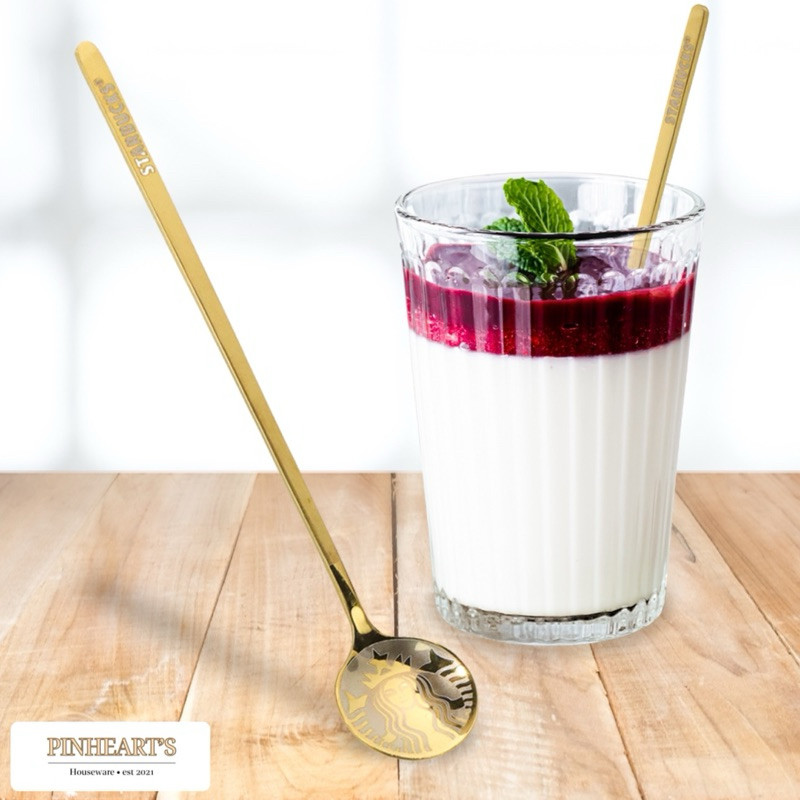 HSO - SENDOK TEH KOPI DESSERT STARBUCKS LONG SPOON STAINLESS STEEL PANJANG / TEA SPOON STARBUCKS - F