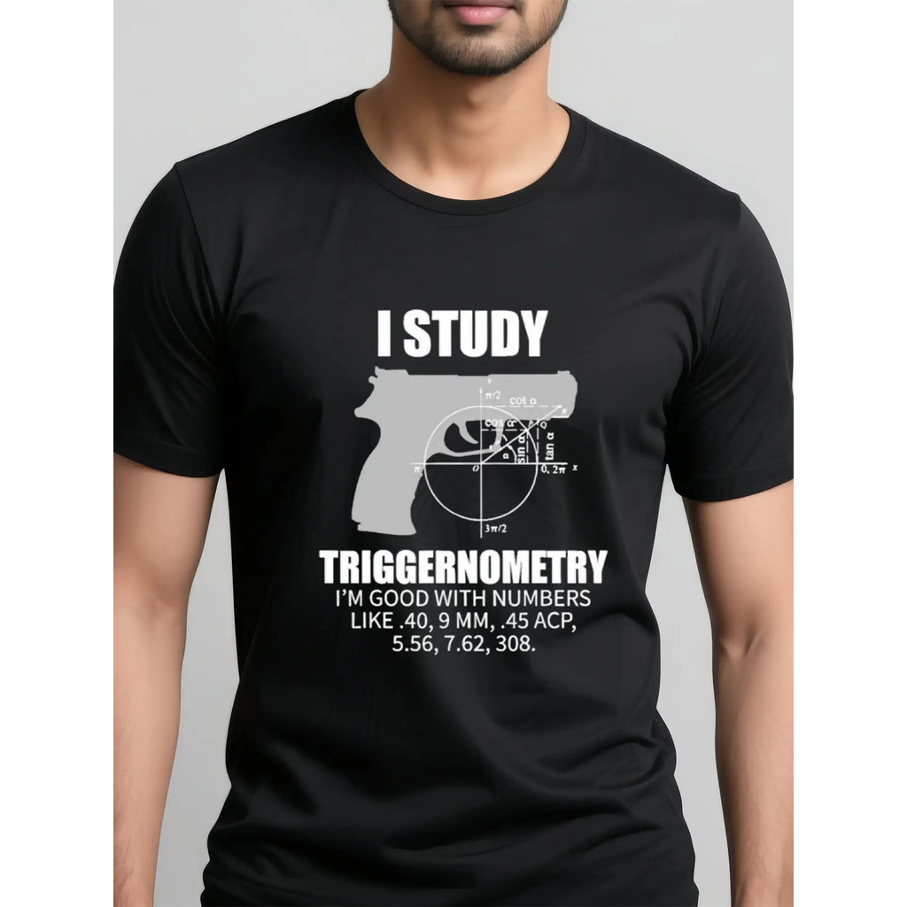 Kaos Grafis Matematika & Senjata Lucu Pria - Desain Lelucon Trig & Kalkulus dengan Ukuran Kaliber Pe