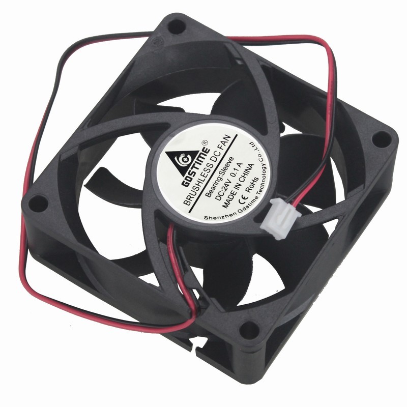 100Pcs Gdstime DC 24V 2 Pin 70mm Computer Cooling Fan 70x70x25mm 7cm 7025 PC Case Cooler Raator