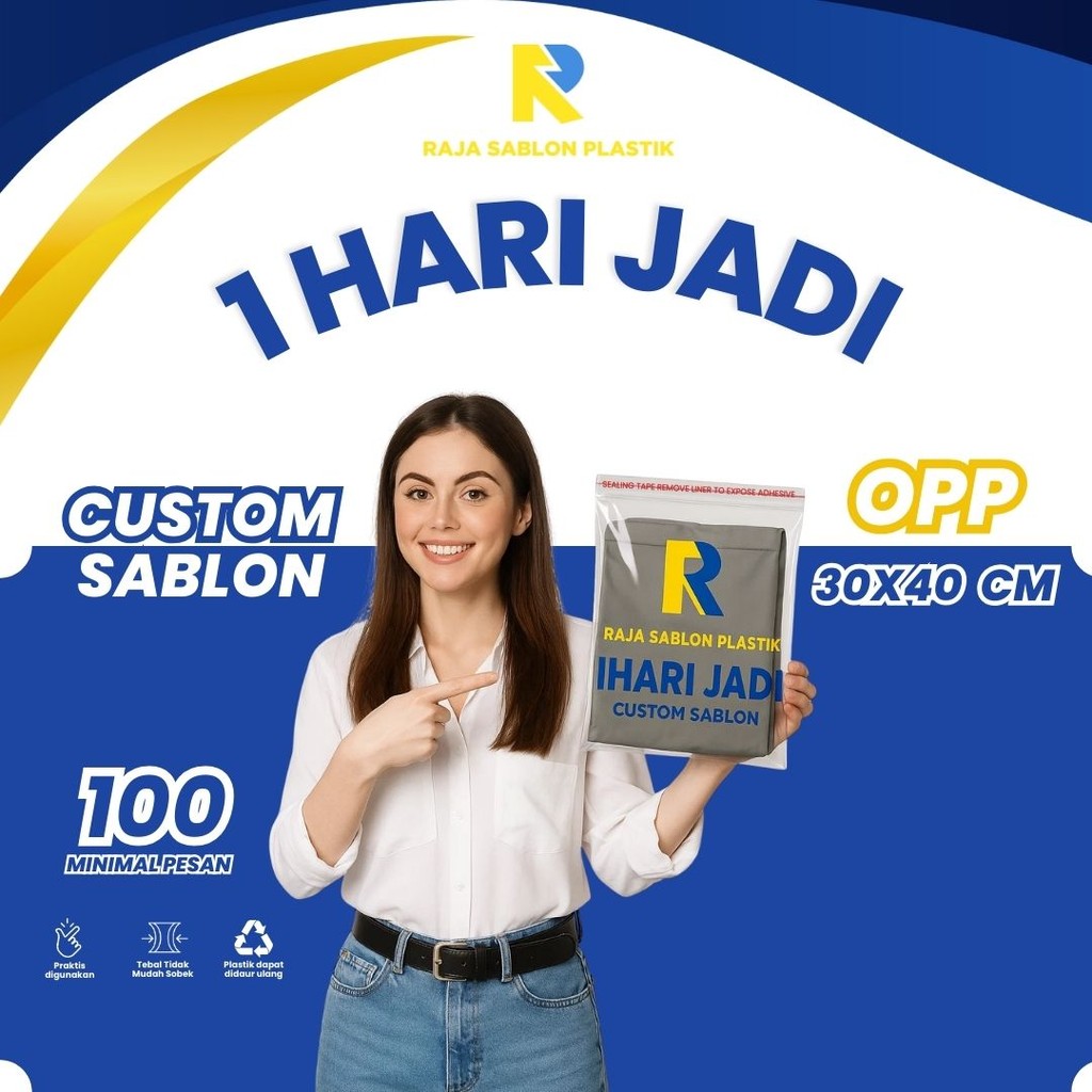 CUSTOM SABLON Plastik OPP Tebal 40 Mikron Ukuran 30x40 | Plastik Sablon DURIF PACKAGING X RAJA SABLO