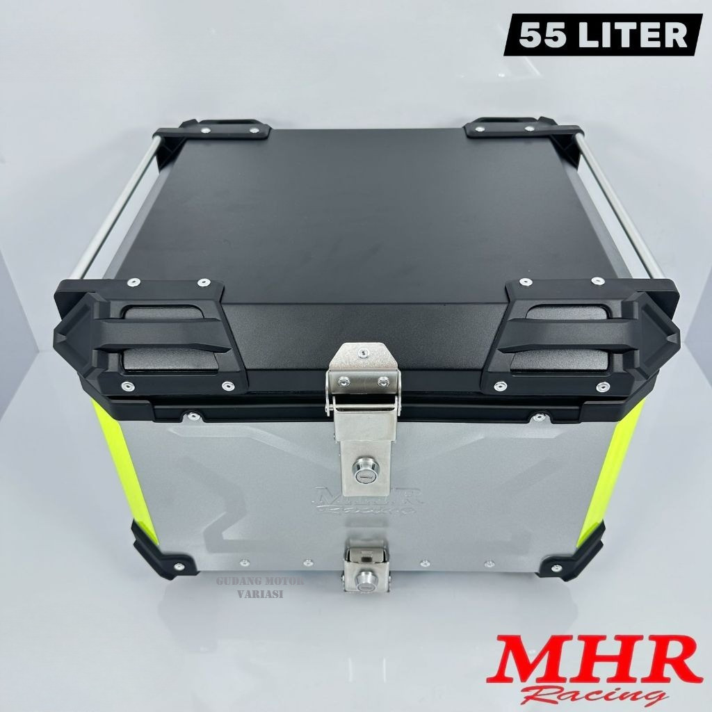 BOX Bagasi Motor MHR Racing 55 LITER SILVER UNIVERSAL For Honda/Yamaha/CB X/CB R/MEGA PRO/VERZA Dll