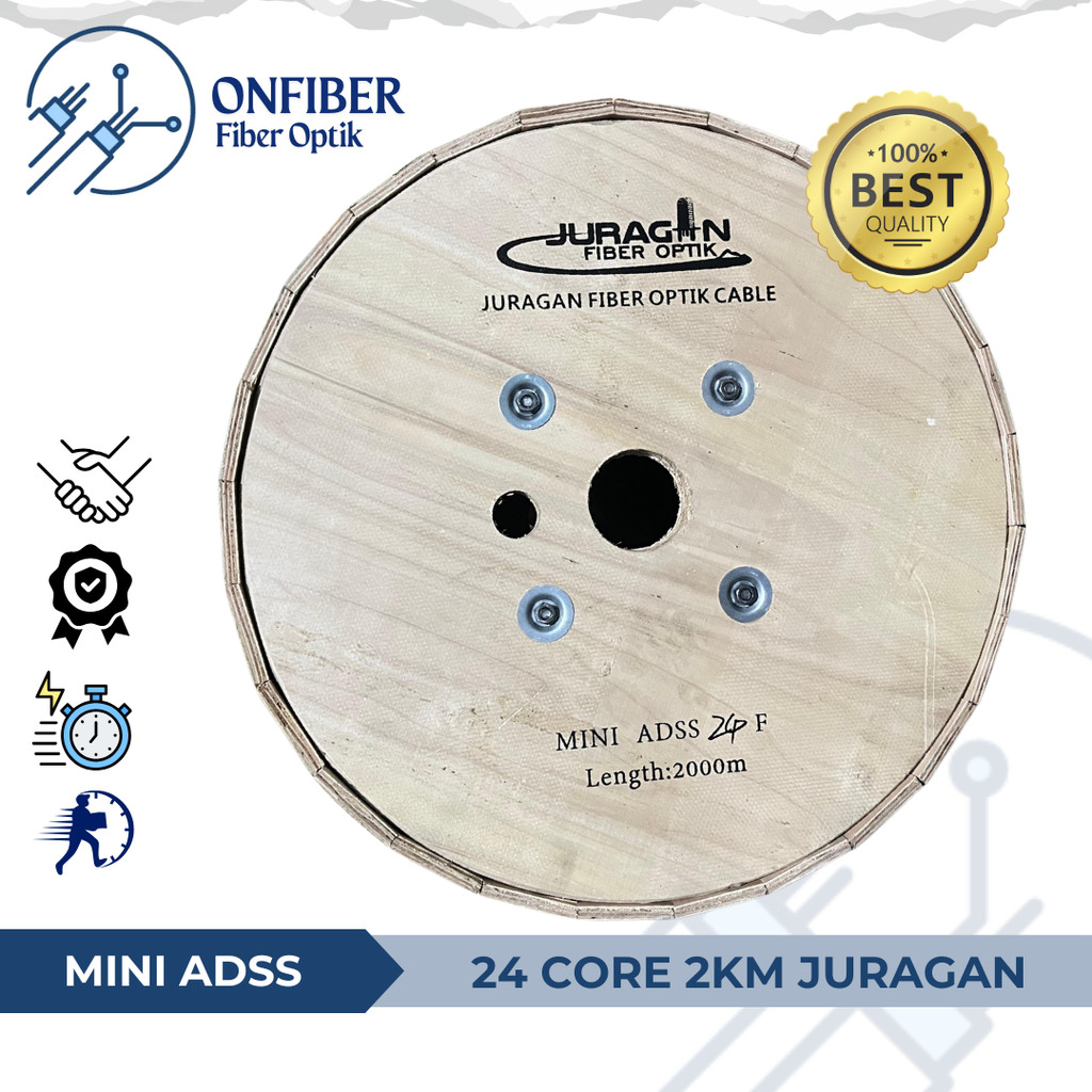 Kabel Fiber Optik Mini ADSS 24 Core 2 Tube / KU 24Core Mini ADSS Span 100 G652D JURAGAN FO