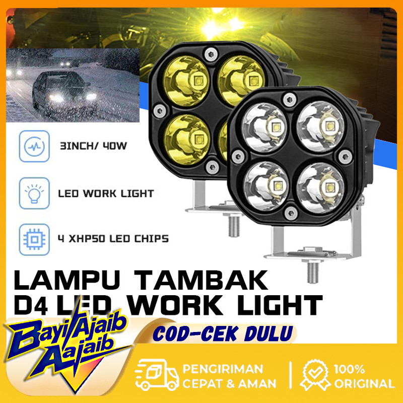 Lampu Tembak Sorot LED 4 Mata 60 Watt Mobil Motor Sorot Lampu Tembak Sorot Laser Gun /Lampu Sorot Te