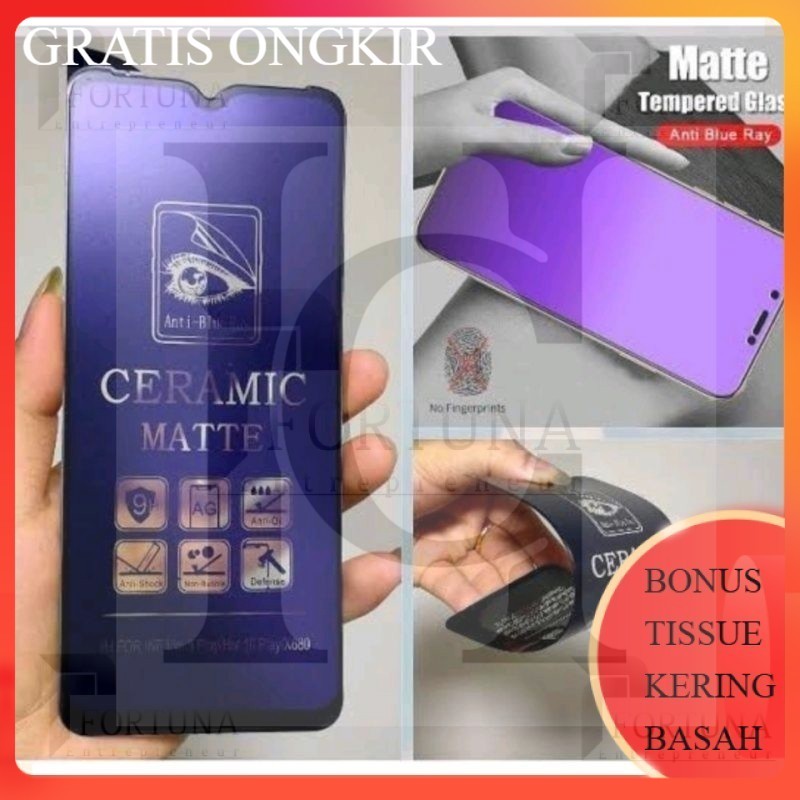TG Ceramic Matte Blue Redmi Note 8 Tempered Glass Anti Pecah Anti Radiasi
