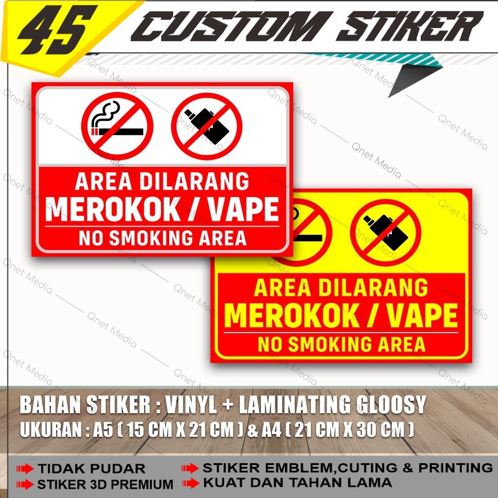 Stiker Dilarang Merokok Vave | Bahan Vinyl + Laminasi Glossy